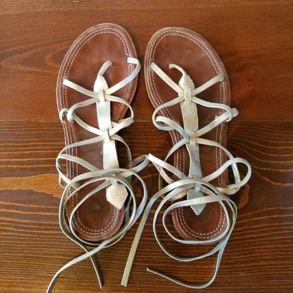 OTBT Shoes gold leather strappy metallic